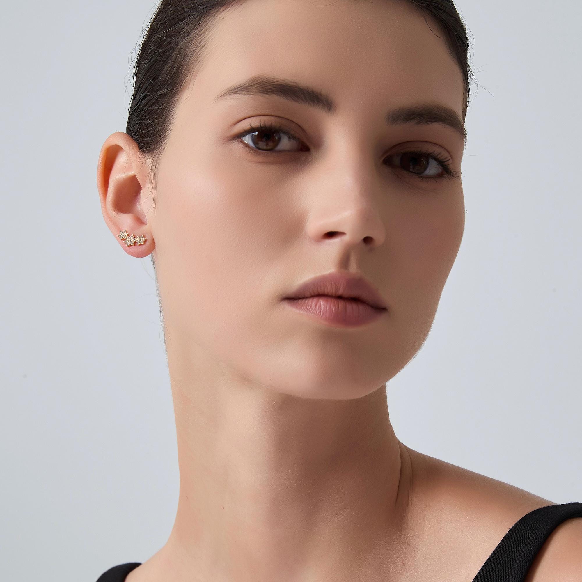 Floral Climber Stud Earrings for Women - Image 4