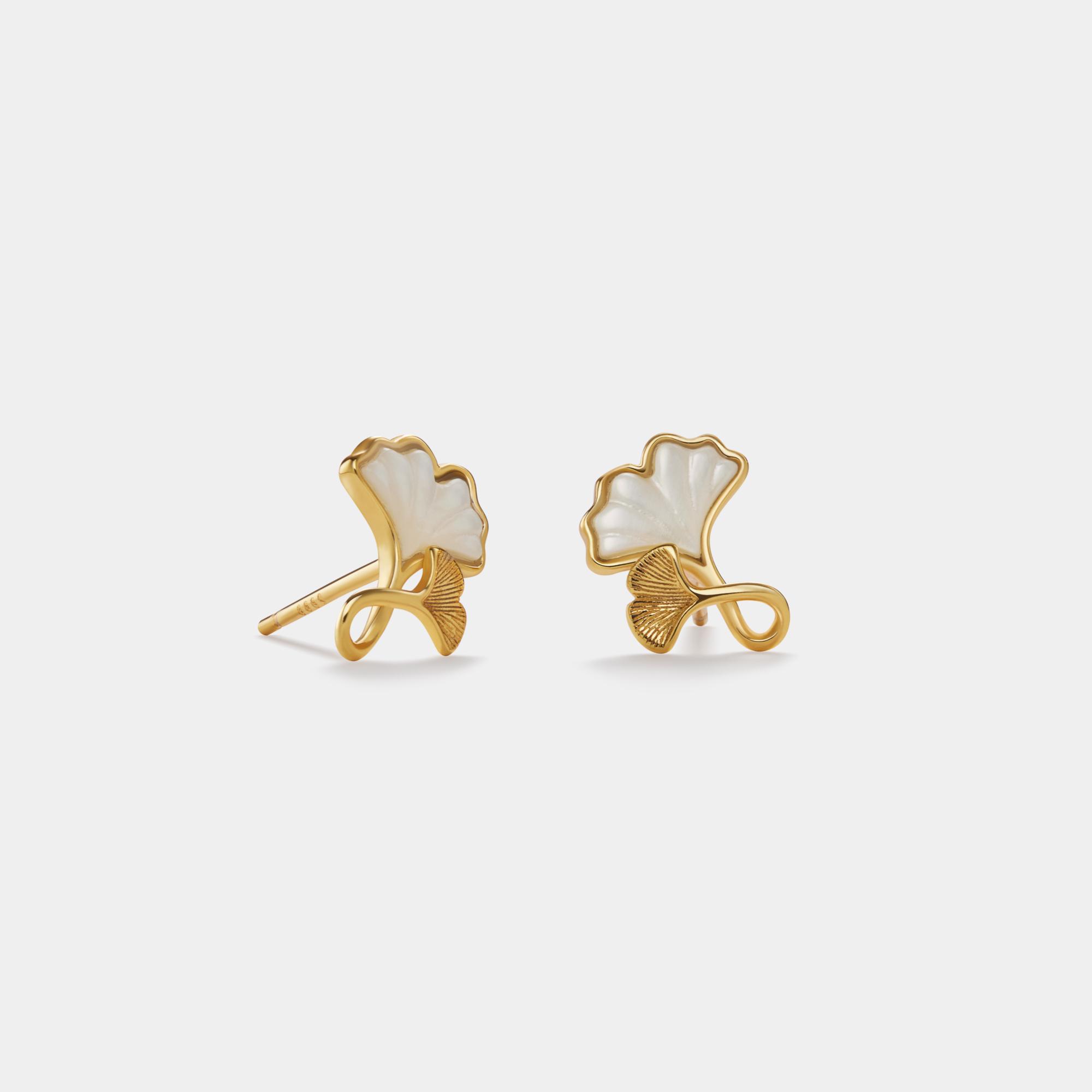 Ginkgo Leaf Stud Earrings - Image 2