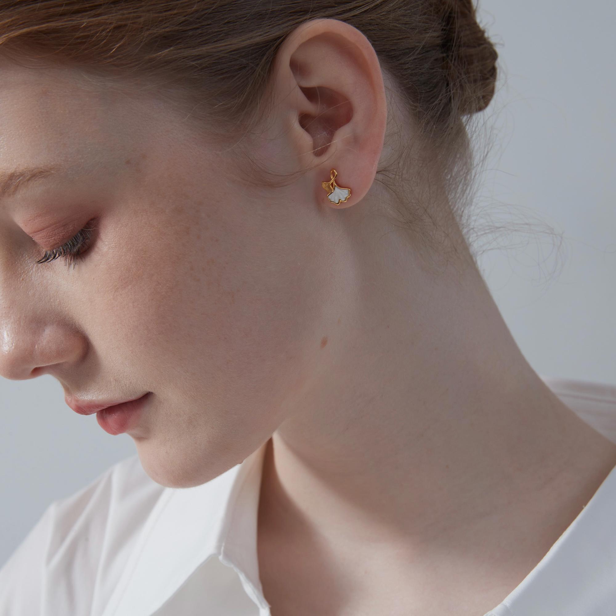 Ginkgo Leaf Stud Earrings - Image 5