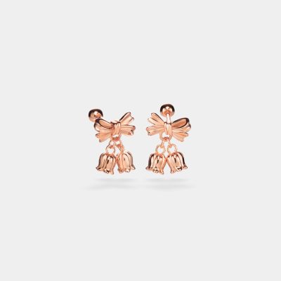 Bow Bell Flower Drop Earrings for Women