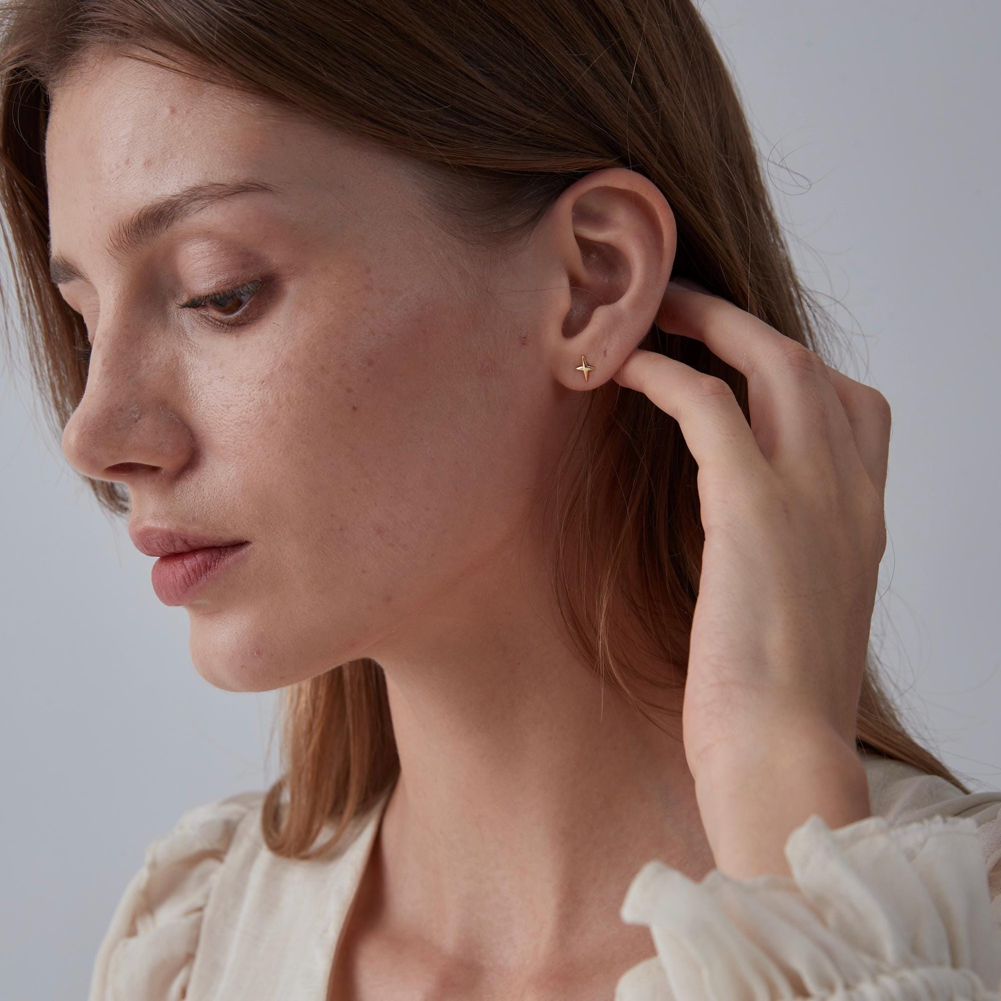 Four Point Star Stud Earrings for Women - Image 4