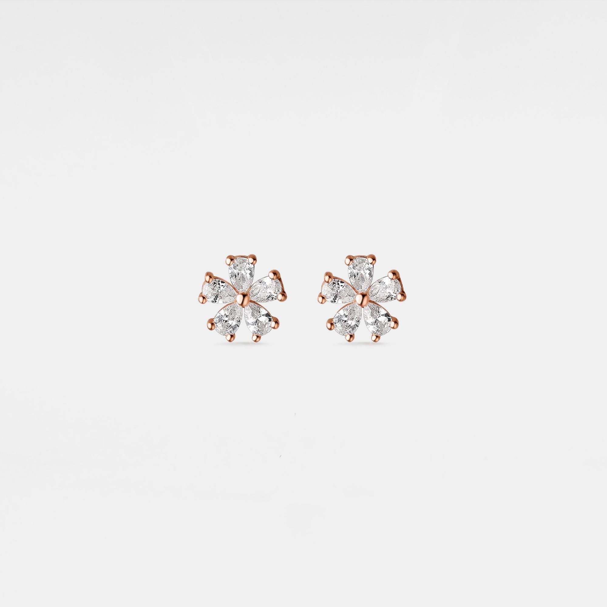 Five Petal Flower Stud Earrings for Women