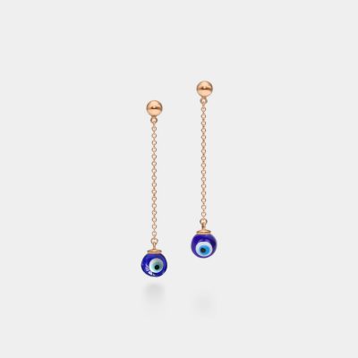 Evil Eye Chain Drop Earrings for Women