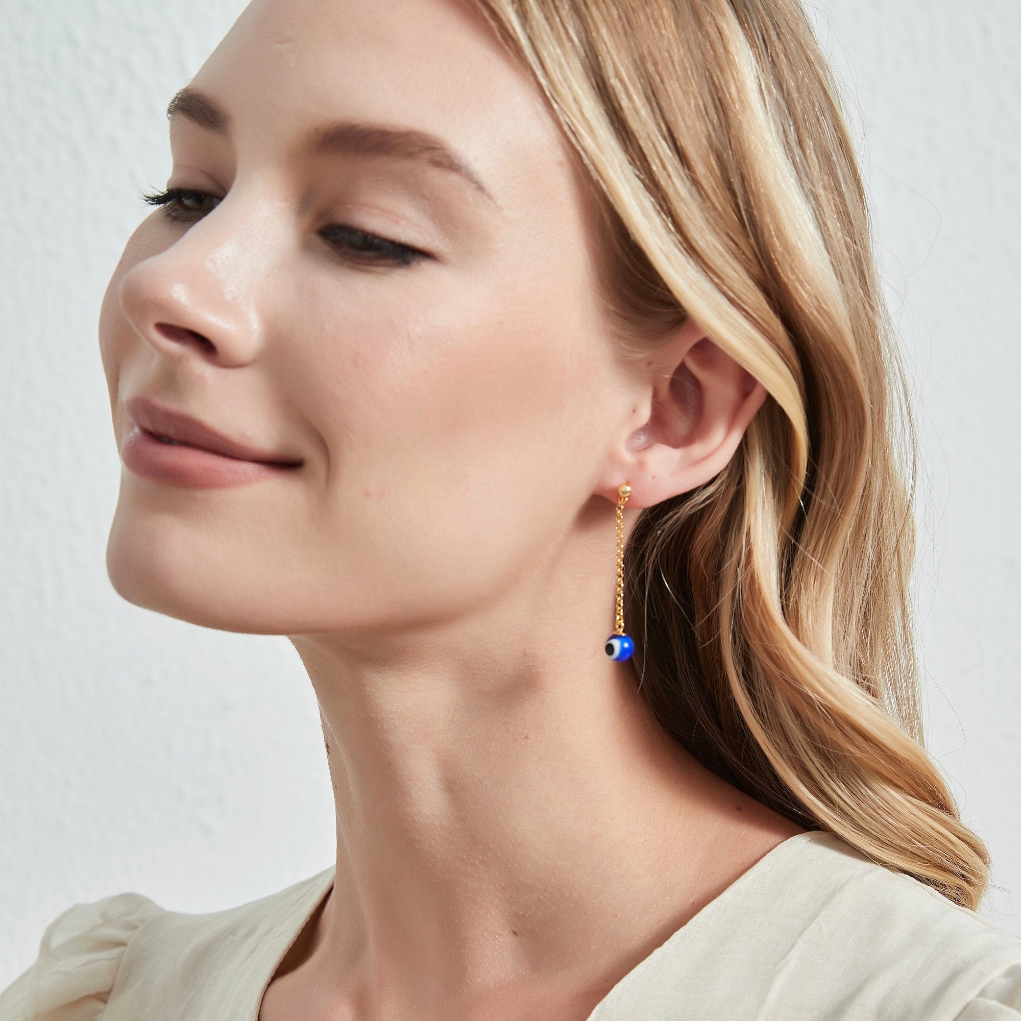 Evil Eye Chain Drop Earrings for Women - Image 4